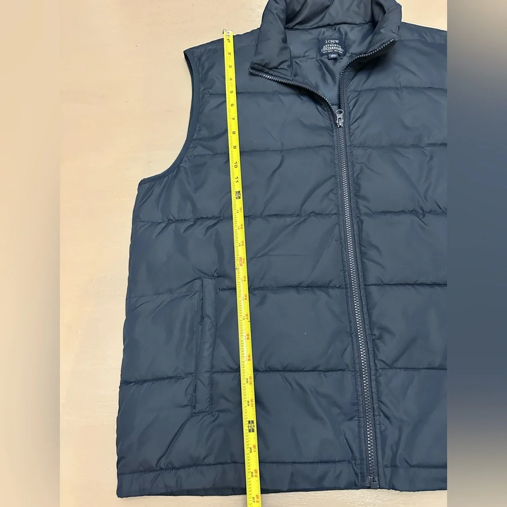 J. Crew Authentic Outerwear Men’s Puffer Vest XL Black Full Zip Quilted